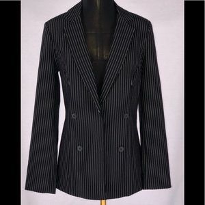 NWOT Who What Where Blk Pin Striped Jacket Sz Sm